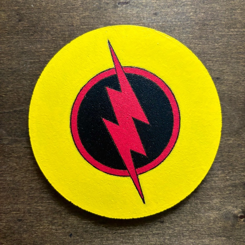 Reverse Flash Logo Laser Engraved Painted Cork Coaster
